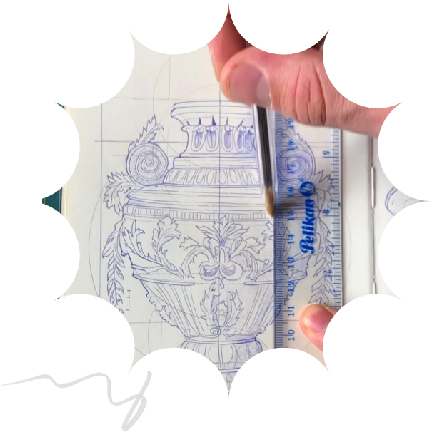 Ilustración de boceto a obra